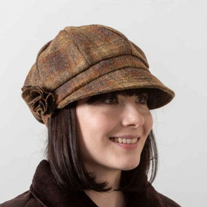 Ladies Wool Newsboy Hat with Rose Rustic Creative Irish Gift