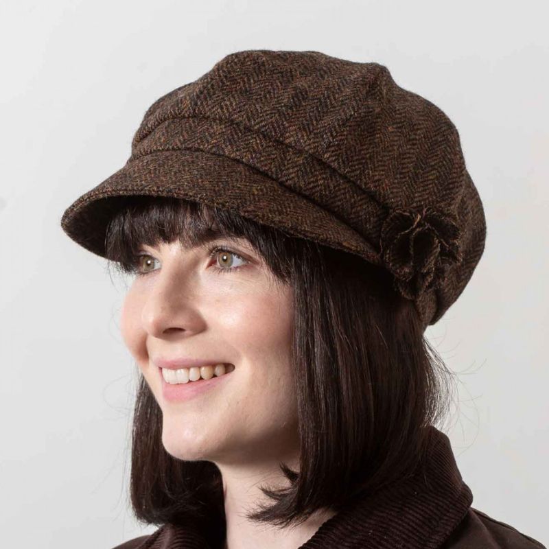 Ladies Wool Newsboy Hat with Rose Creative Irish Gift