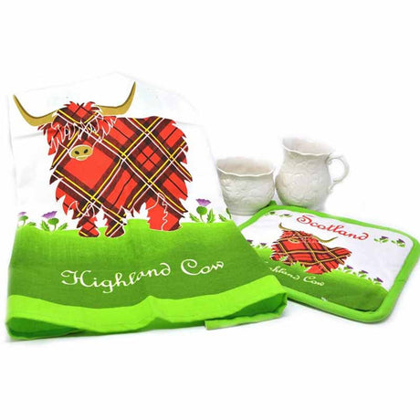 Highland Cow Scottish Tea Towel & Pot Holder-Creative Irish gift