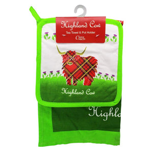 Highland Cow Scottish Tea Towel & Pot Holder-Creative Irish gift