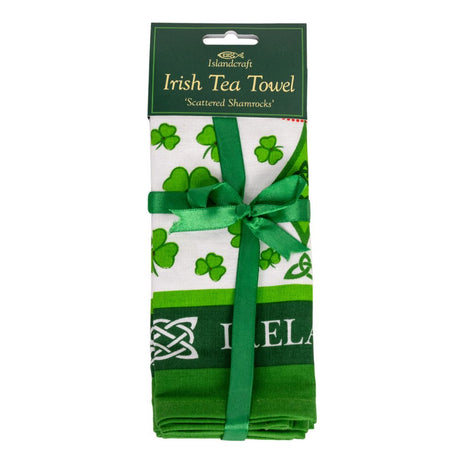 Celtic Tea Towel with Book of Kells shamrock Artwork Creative Irish Gifts