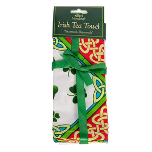 Celtic Tea Towel with Book of Kells shamrock diamonds Artwork Creative Irish Gifts