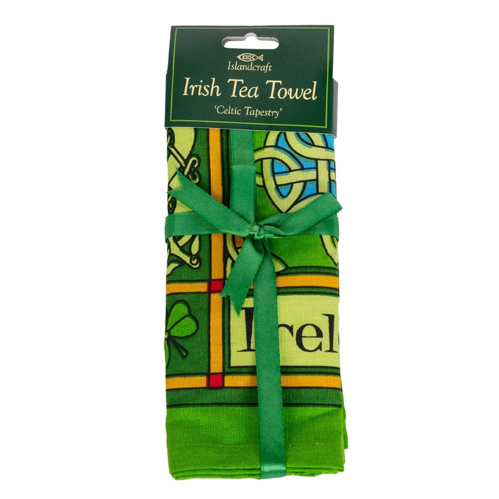 Celtic Tea Towel with Book of Kells Celtic Tapestry Artwork Creative Irish Gifts