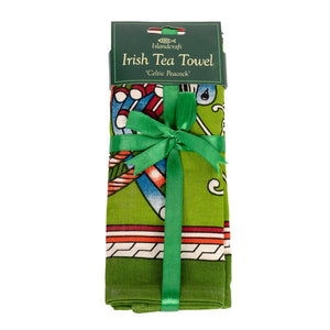 Celtic Tea Towel with Book of Kells Celtic Peacock Artwork Creative Irish Gifts