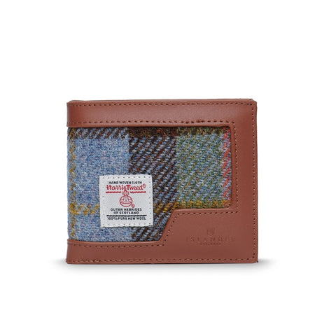 ISL-4589CBLTTM00 Men's Genuine Harris Tweed Bi-Fold Wallet, Blue/Brown Creative Irish Gifts
