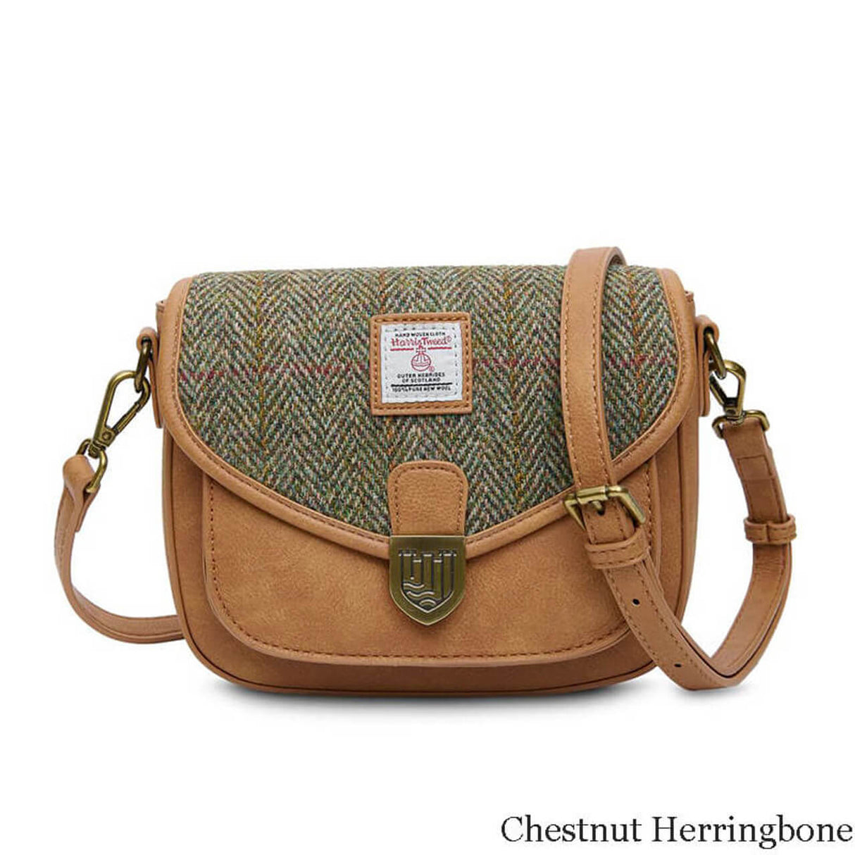ISL-8319CHEHBL00 Harris Tweed Leather Saddle Bag with Scottish Tartan Front Creative Irish gift
