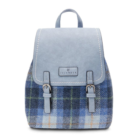 ISL-8800BLUTTL00 Handcrafted Harris Tweed Jura Backpack, Blue Tartan Creative Irish Gifts
