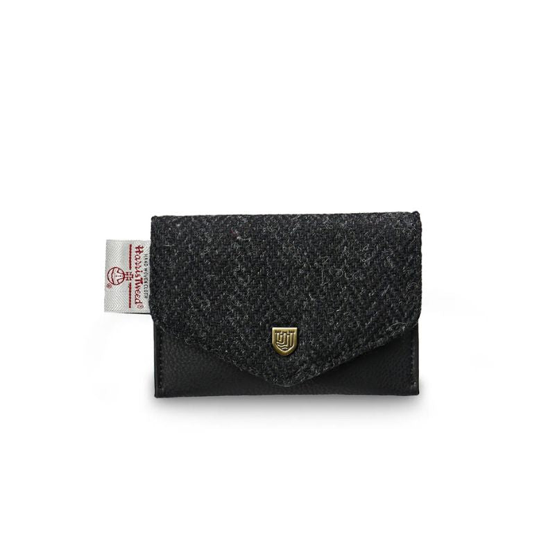 ISL-9100BLAHBL00 Handwoven Small Harris Tweed Card Wallet, Black Creative Irish gift