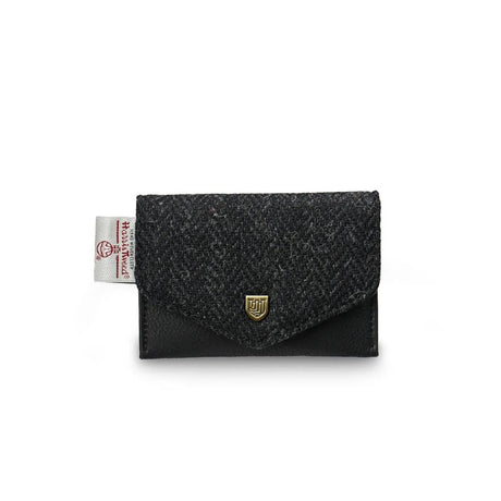 ISL-9100BLAHBL00 Handwoven Small Harris Tweed Card Wallet, Black Creative Irish gift