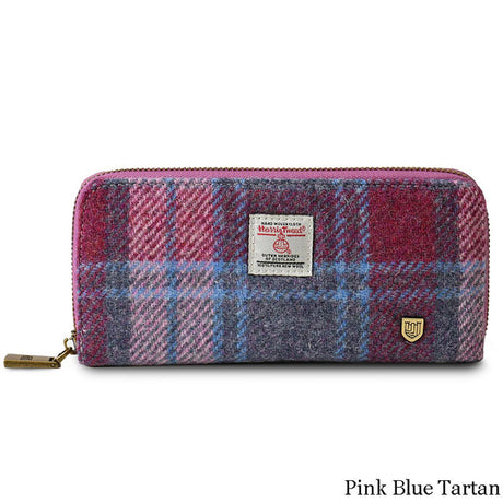 ISL-9630PNKBLUTTL00 Women's Harris Tweed Long Zip Wallet, Pink Creative Irish gift