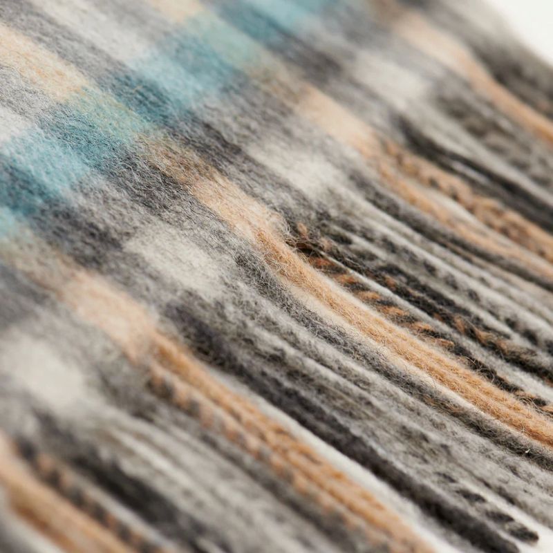 ISL-SCARF2-ISLTT Scottish Tartan Lambswool Fringed Scarf, Blue-Cream Creative Irish gift.