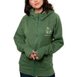  Women's Green Irish Embroidered Hoodie Front View Creative Irish Gifts