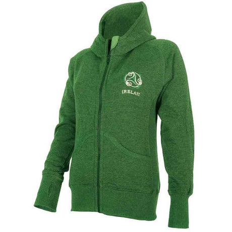 Women's Green Irish Embroidered Hoodie Side View Creative Irish Gifts