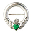 Irish Claddagh Silver Brooch Pin with Gem - Creative Irish Gifts