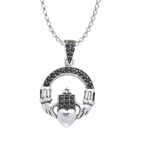 J24343S Irish Claddagh Necklace with Moissanite Stones Creative Irish Gifts
