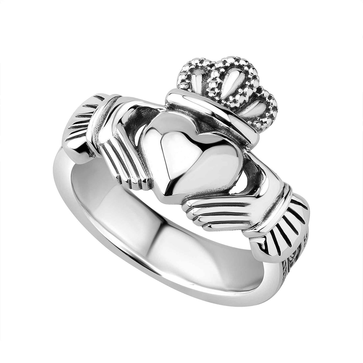 Silver Large Celtic Claddagh Ring - Creative Irish Gifts