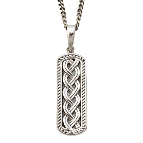 Silver Oxidized Heavy Celtic Knot Ingot Necklace - Creative Irish Gifts