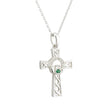 Silver Green Crystal Claddagh Cross Necklace - Creative Irish Gifts