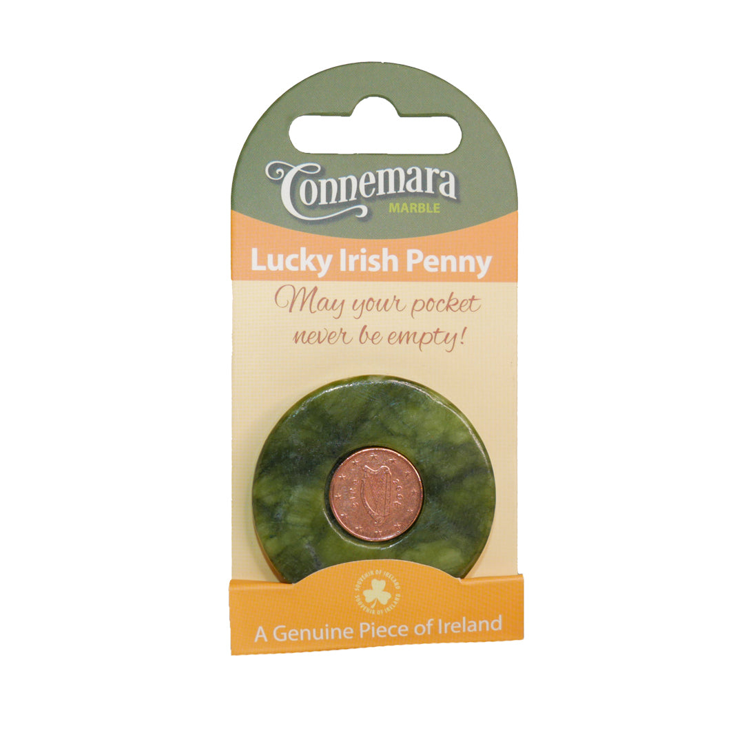 JCW-43802 Irish Harp Emblem Connemara Marble Lucky Penny Creative Irish Gifts
