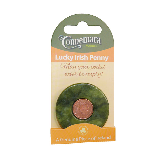 JCW-43802 Irish Harp Emblem Connemara Marble Lucky Penny Creative Irish Gifts
