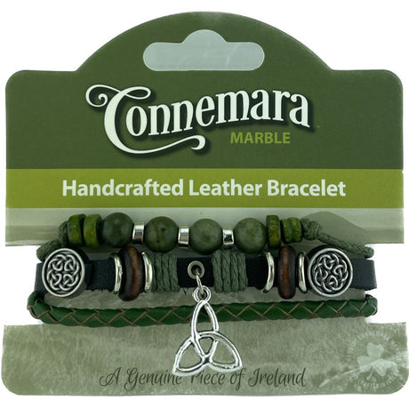 JCW-46613 Handcrafted Connemara Beads Bracelets, Trinity Knot Charm Creative Irish Gifts
