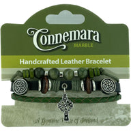 JCW-46614 Handcrafted Connemara Beads Bracelets, Celtic Cross Charm Creative Irish Gifts
