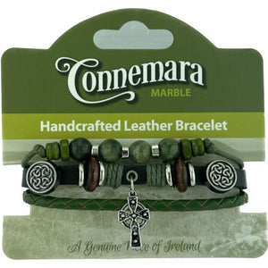 JCW-46614 Handcrafted Connemara Beads Bracelets, Celtic Cross Charm Creative Irish Gifts
