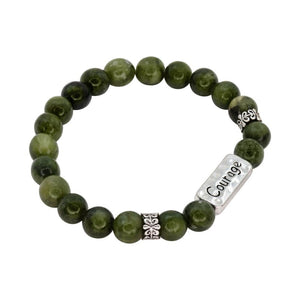 JCW-46617 Connemara Marble Beads Bracelet, Courage Charm studio Creative Irish Gifts
