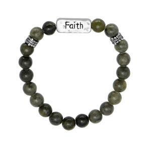 JCW-46622 Connemara Marble Beads Bracelet, Faith Charm Creative Irish Gifts
