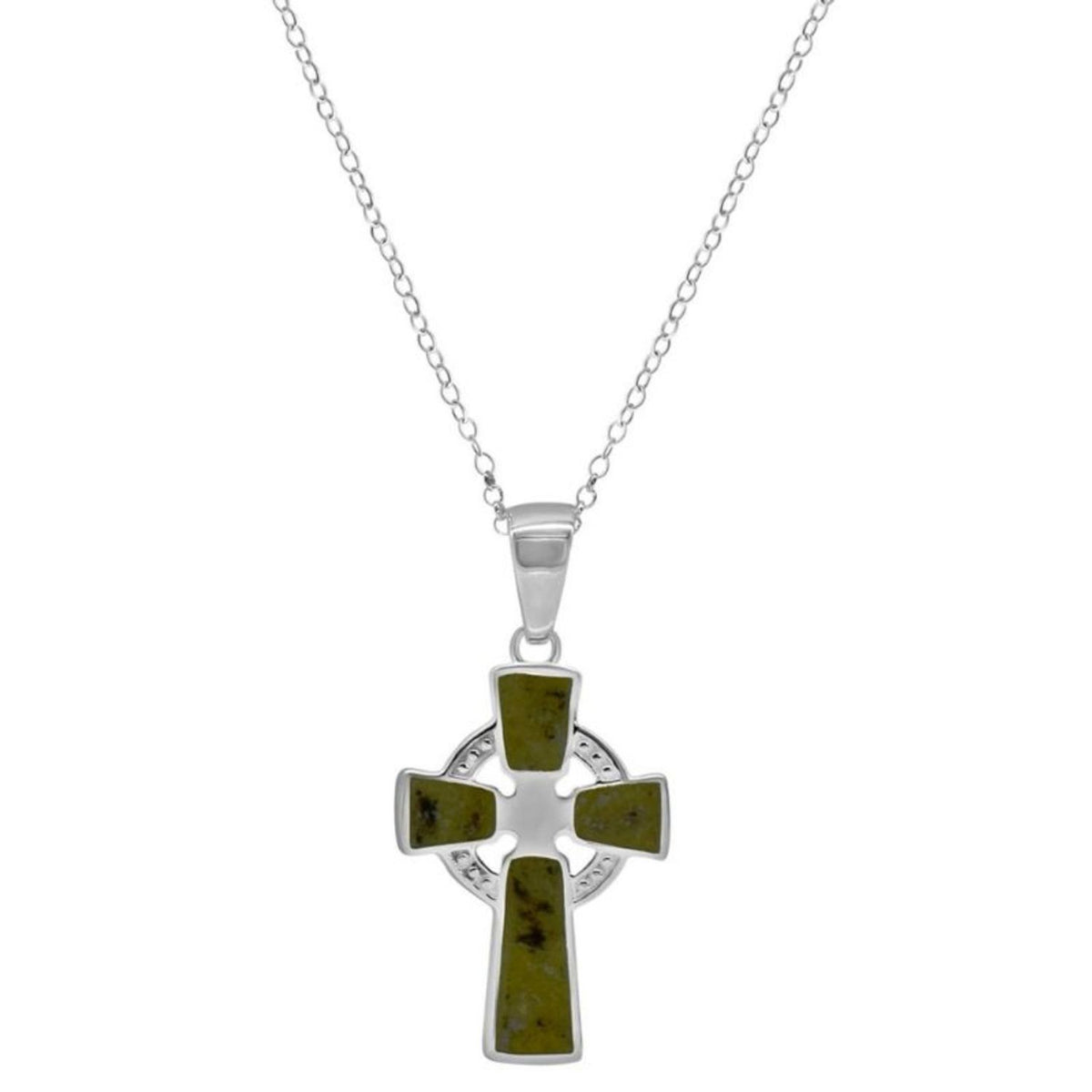 Connemara Marble Celtic Cross Necklace | Fast US Shipping