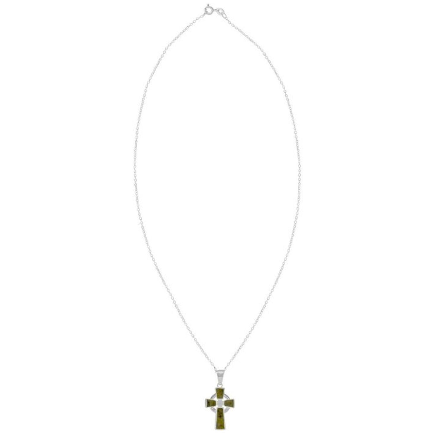 Connemara Marble Celtic Cross Necklace | Fast US Shipping