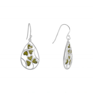 JCW-7026 Connemara Marble Shamrock Earrings Side View  Creative Irish Gifts
