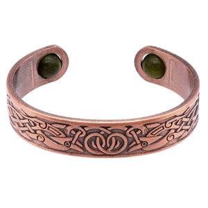 JCW-77903 Connemara Marble Celtic Knotwork Copper Bangle Front View Creative Irish Gifts
