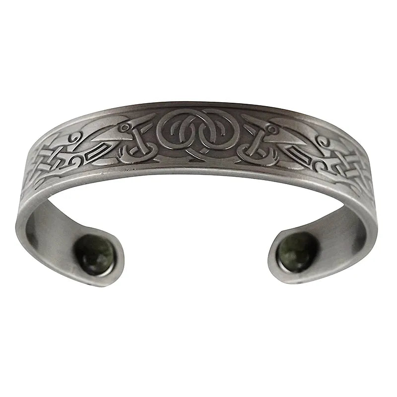 JCW-77907 Engraved Celtic Knotwork Connemara Cuff Bracelet, Silver-Creative Irish gift
