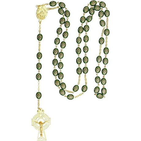 JCW-G51202 Engraved Shamrock Irish Five Decade Rosary Creative Irish gift