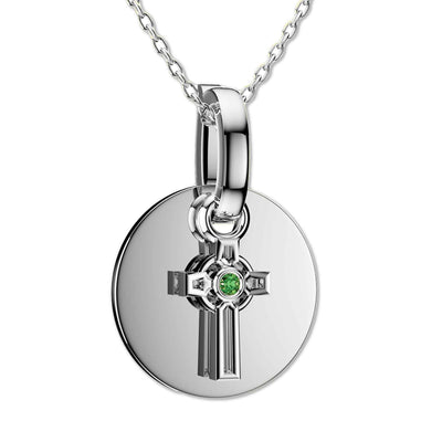 Silver Celtic Cross with Green Stone Necklace - Creative Irish Gifts