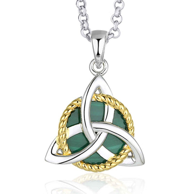 Two Two Celtic Trinity with Malachite Necklace - Creative Irish Gifts