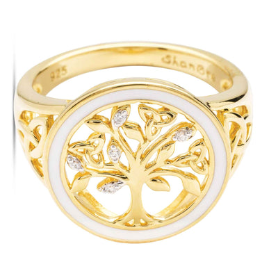 Tree of Life Gold and Enamel Ring - Creative Irish Gifts