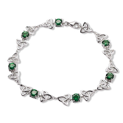 Trinity and Green Stone Bracelet - Creative Irish Gifts