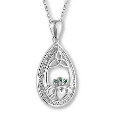 Teardrop Claddagh and Trinity Necklace - Creative Irish Gifts