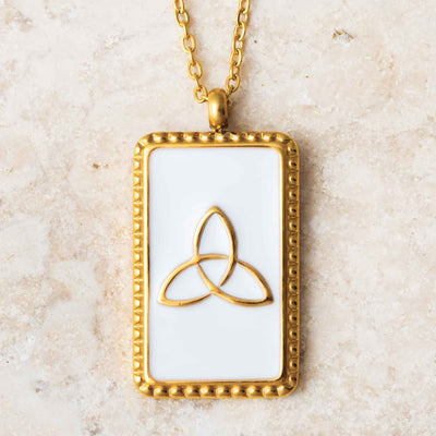 Trinity White Enamel Necklace - Creative Irish Gifts