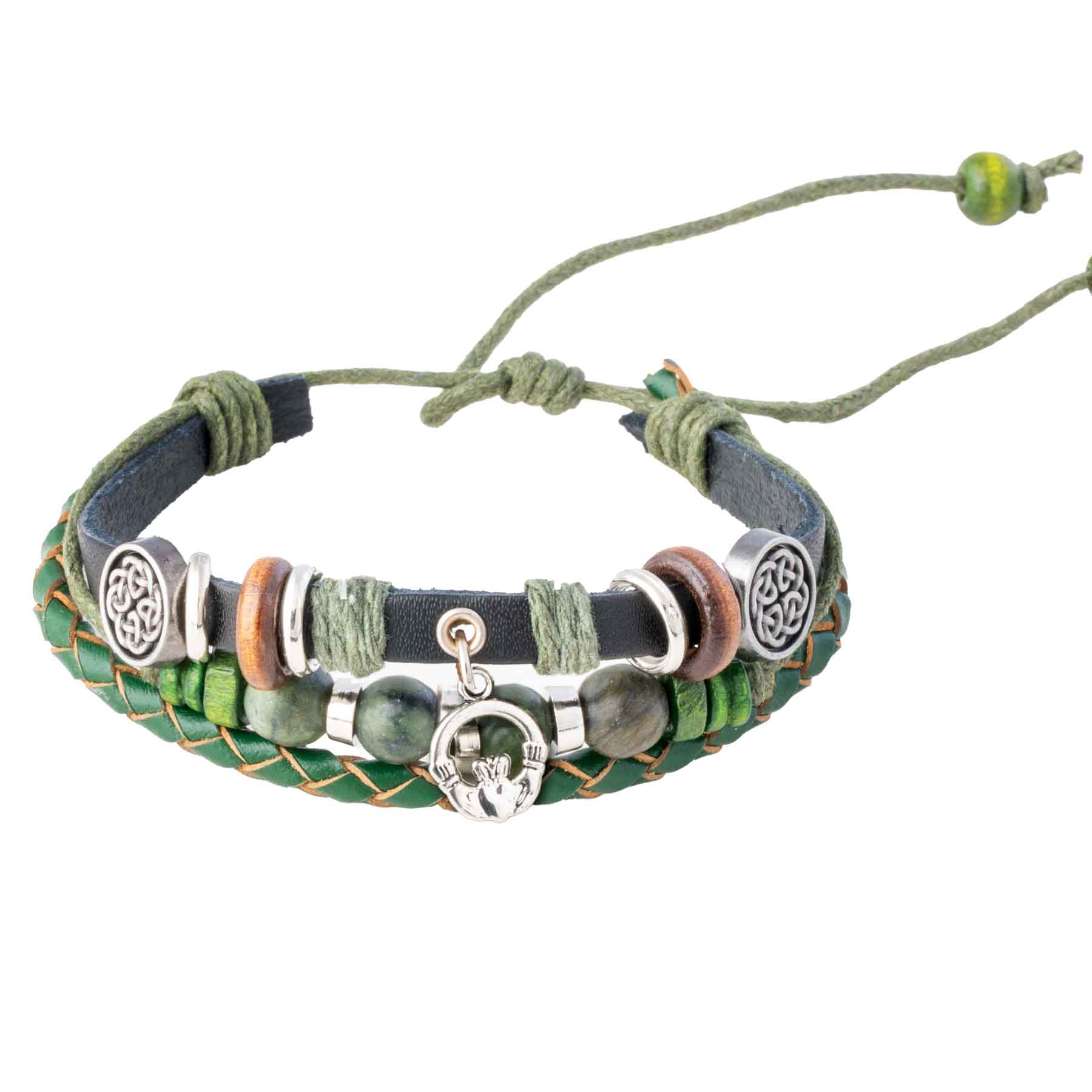 Mens leather claddagh bracelet discount