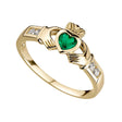 10K Gold Cubic Zirconia Claddagh Ring - Creative Irish Gifts