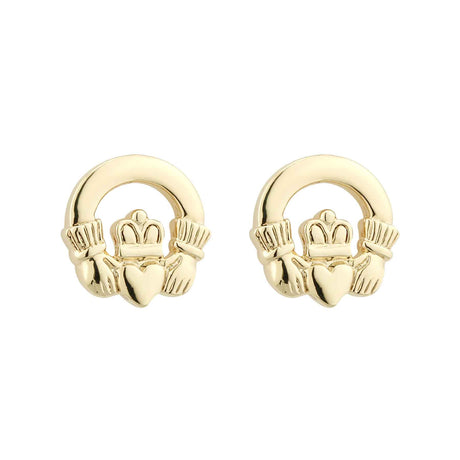Gold Plated Claddagh Stud Earrings - Creative Irish Gifts