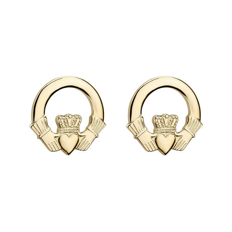 14K Gold Claddagh Stud Earrings - Creative Irish Gifts