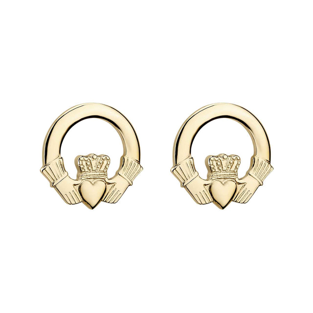 14K Gold Claddagh Stud Earrings - Creative Irish Gifts