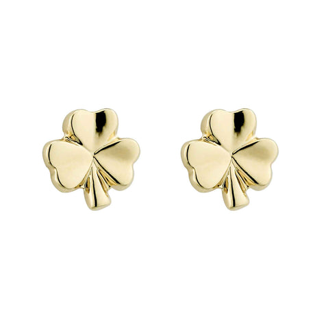 Gold Plated Tiny Shamrock Stud Earrings - Creative Irish Gifts