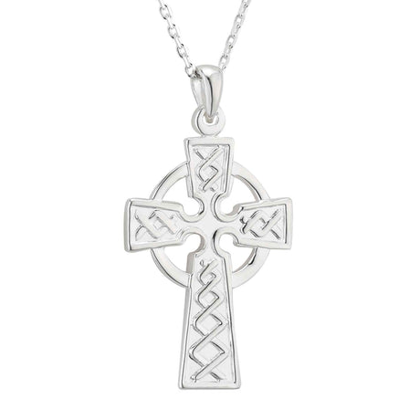 Silver Embossed Celtic Cross Necklace - Creative Irish Gifts