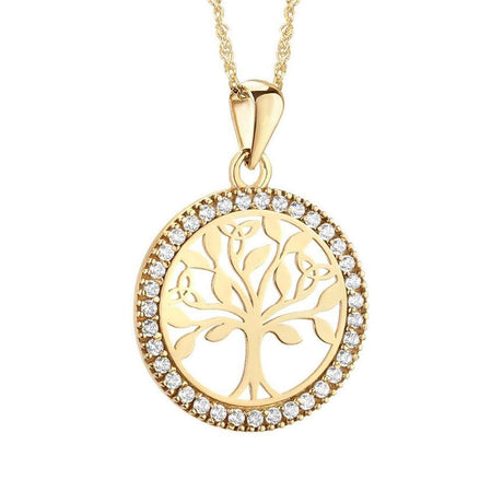10K CZ Round Tree Of Life Necklace - Creative Irish Gifts