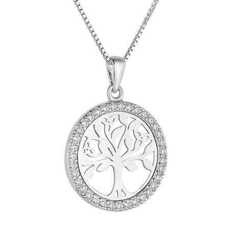 Sterling Silver CZ Tree Of Life Necklace - Creative Irish Gifts